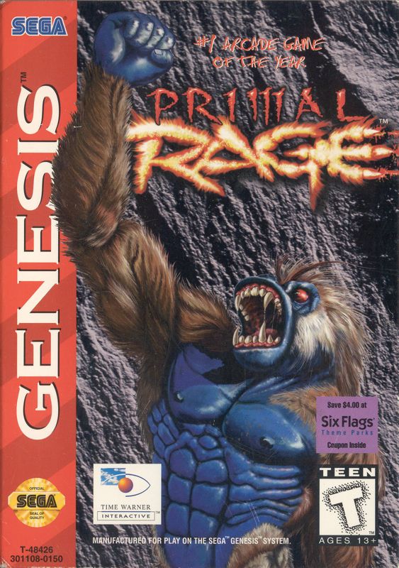 Primal Rage box art for Sega Genesis